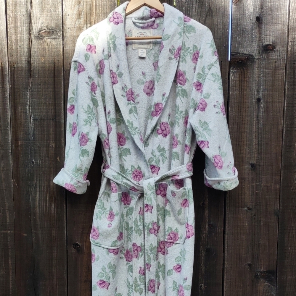 Victoria Secret Country Floral Terry Robe Cottage Praire Shabby Chic Small  VTG